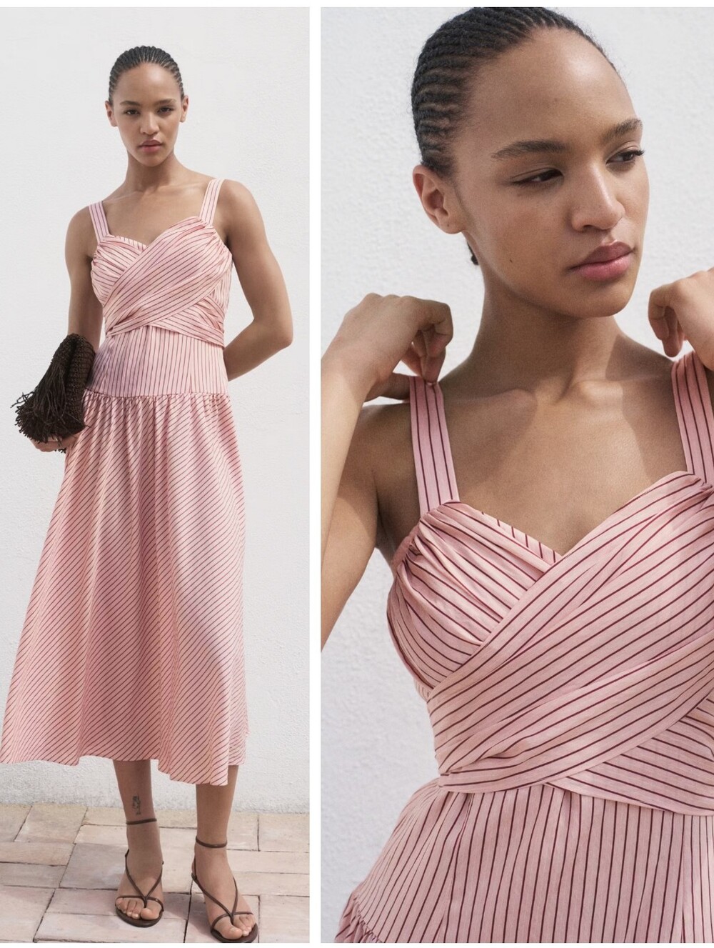 MANGO Striped Wrap Dress